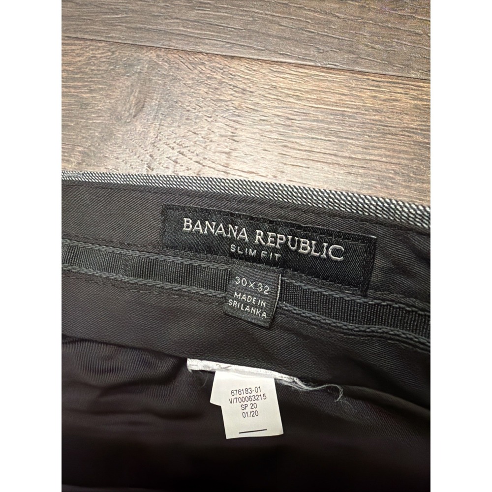 Banana Republic Mens 30x32 Gray Slim Fit Dress Pants Flat Front Trousers - Picture 3 of 4